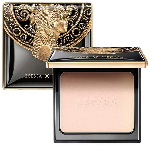 ZEESEA Pressed Powder The British Museum Egypt Series Long Lasting Oil Control Facial Finishing Brighten Setting Powder Multi-use Foundation (#00 Light Beige)-Velvo Beauty