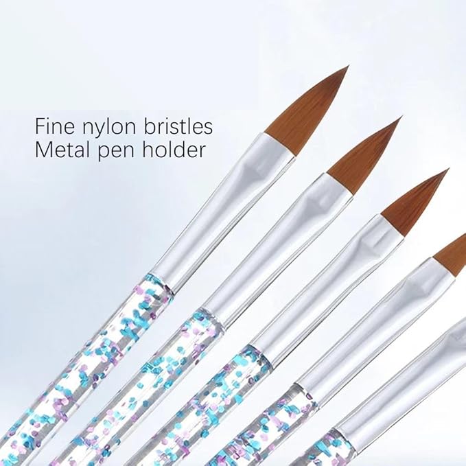 5pcs Nail Art Brushes Set, Nail Art Design Pen Painting Tools with Nail Extension Gel Brush, Nail Polish Brush, Builder Nail Gel Brush, Nail Dotting Pen Salon at Home Diy Manicure (Blue)-Velvo Beauty
