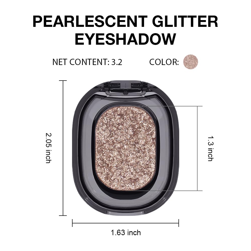 Eye shadow low saturation delicate long-lasting eye shadow palette, Monochrome Glittler Eyeshadow, pressed glitter eyeshadow, Glittle Pressed Powder Single Vegan Eyeshadow, (03 Glittle Gold)-Velvo Beauty