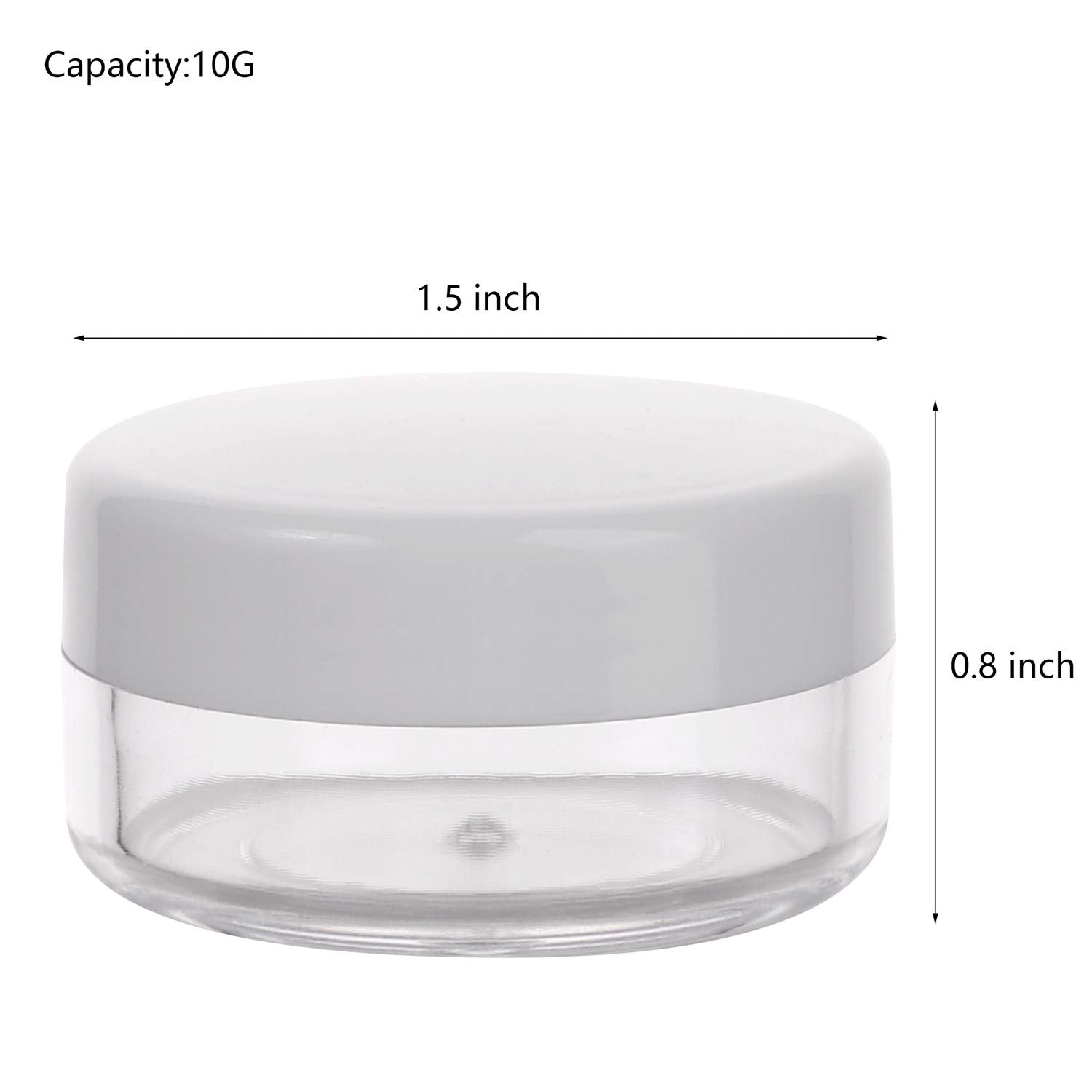 Refillable Cosmetic Sample Jars - 100 Pack 10g (0.35oz) White Small Travel Containers with Lids + 10 Mini Makeup Spatulas - BPA Free-Velvo Beauty