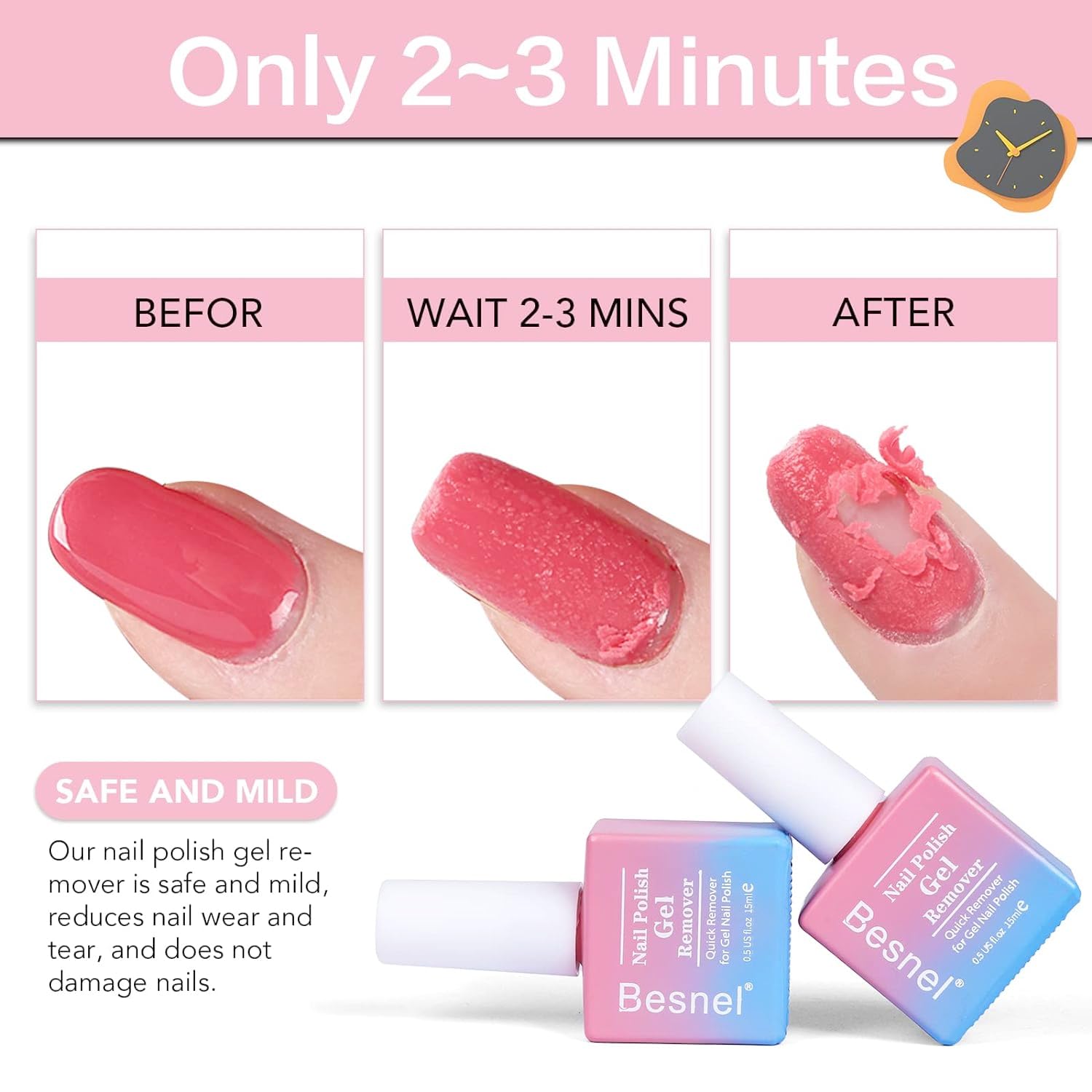 Gel Nail Polish Remover 10 Pack Professional Gel Polish Remover Non-Irritating Quick Easy, Nail Polish Gel Remover Tools Kit Nail File Cuticle Pusher File Grit, No Need For Foil Soaking Or Wrapping-Velvo Beauty