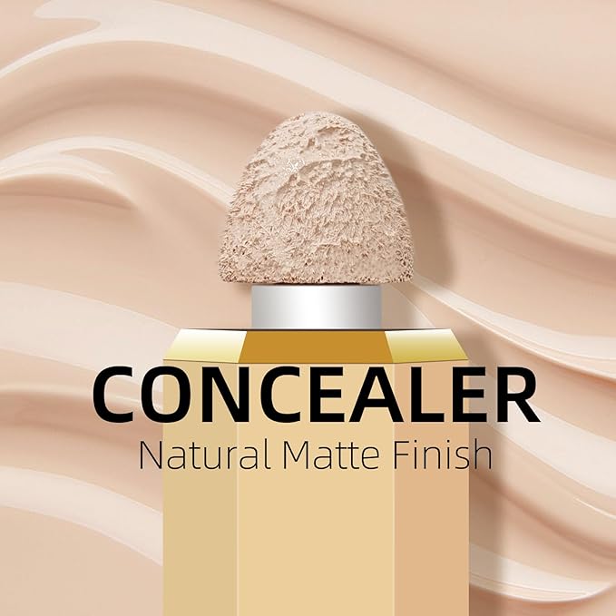 Liquid Concealer Makeup, Full Coverage Concealer, Cream Face Concealer with Cushion Applicator, Highly Pigmented, Natural-Looking, Hydrating, Waterproof Concealer (#06 Warm Love)-Velvo Beauty