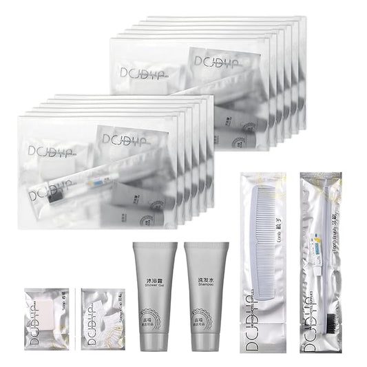 Hygiene Kit, Hygiene Kit Bulk, Travel Hygiene Kit With Toothbrush, Toothpaste, Comb, Shampoo, Shower Gel, Shower Cap And Soap, Individually Packed, Suitable For Hotel, Home, Travel (25 sets)-Velvo Beauty