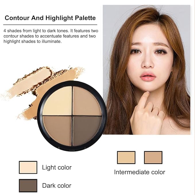 Contour and Highlight Palette Powder Contour Kit Concealing, Highlighting & Contouring Foundation/Concealer Palette Full Coverage Concealer for Mature Skin-Velvo Beauty