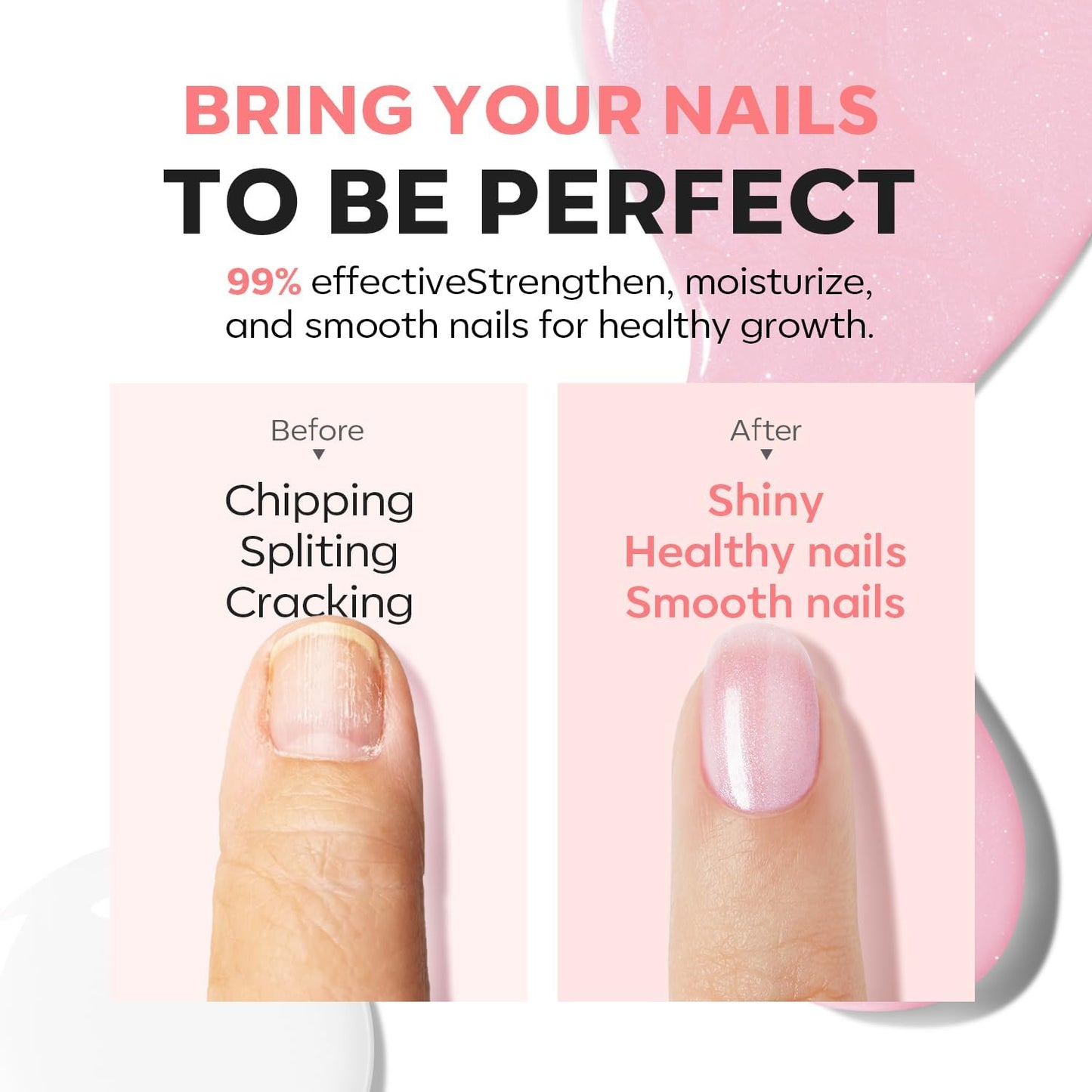 modelones Nail Strengthener Clear Gel Top Coat Nail Polish Cuticle Oil Pen Pink Nail Repair for Damaged Nails Care Kit for Women 15 ml Ridge Filler for Growth-Velvo Beauty