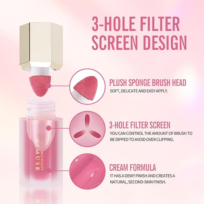 KIMUSE Soft Cream Blush Makeup, Liquid Blush for Cheeks, Weightless, Long-Wearing, Smudge Proof, Natural-Looking, Dewy Finish-Velvo Beauty