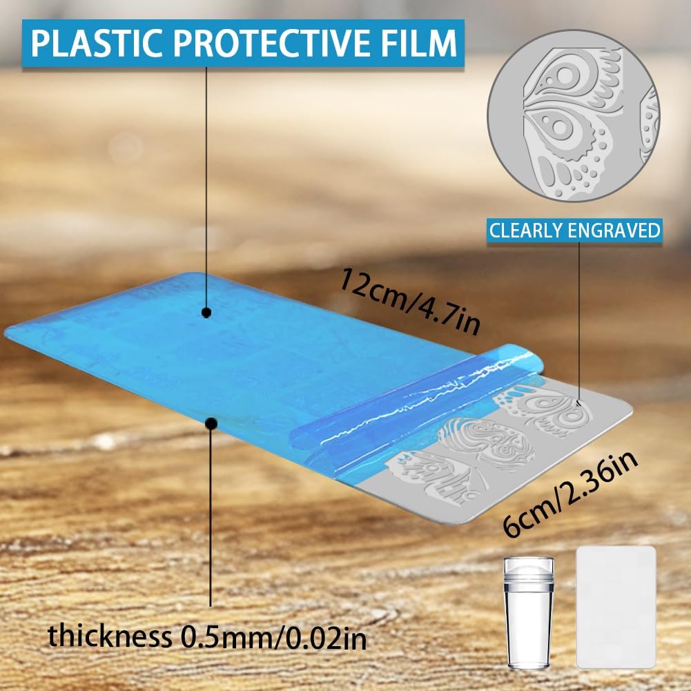 3Pcs Butterfly Nail Stamping Plate Set Floral Ginkgo Maple Leaves Stainless Steel Nail Stamp Templates Clear Silicone Nails Stamping with Stamper Scraper for Manicure Printing-Velvo Beauty