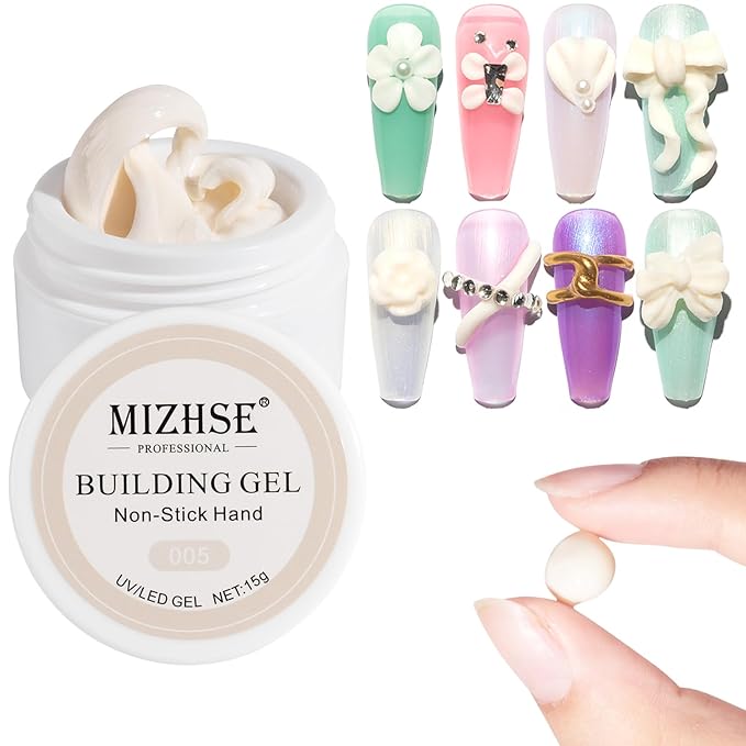 MIZHSE Solid Builder Gel, Milky White Sculpting Gel for Nail, Non-Sticky Hand 3D Nail Art Building Carving Modeling Hard Nail Extension Soak Off Nail Art Salon Manicure Home 15g-Velvo Beauty