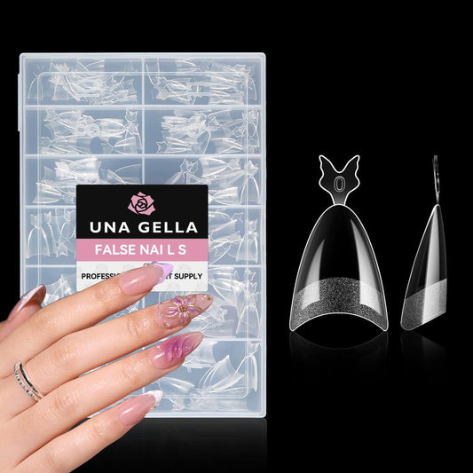 UNA GELLA Almond Shape Nail Tips Half Cover 216pcs Medium Almond Gel Nail Tips Pre-buff Matte Soft Gel Acrylic Press On Nails Easier Nail Extentions Art Salon 12 Sizes-Velvo Beauty