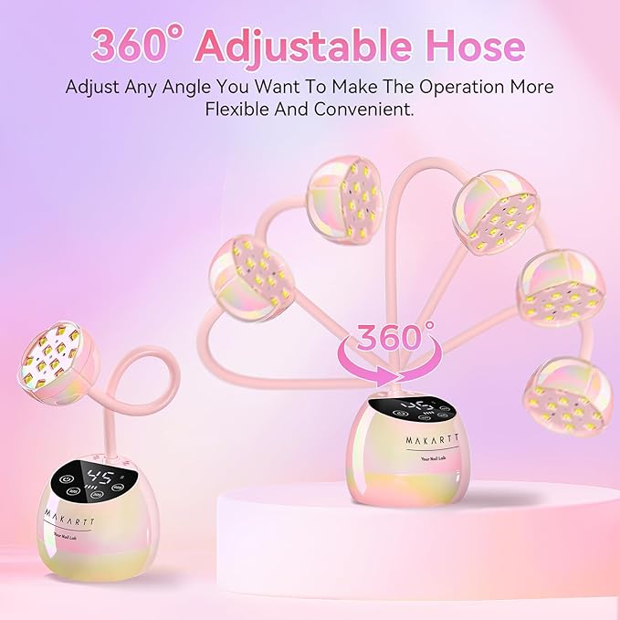 Makartt UV LED Nail Lamp - Gooseneck UV Light for Nails Cordless Rechargeable USB 39W Dryer LED Lamp with Auto Sensor 4 Timer Settings Fast Curing for Nail Art Polish (Glazed Pink)-Velvo Beauty