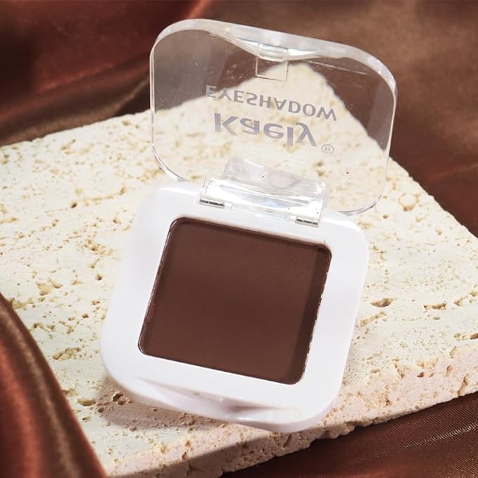 evpct Dark Brown Matte Eyeshadow Singles, Coffee Mocha Cocoa Chocolate Brown Cream Single Matte Eye Shadow Palette Makeup for Older Women, High Pigment Waterproof Monochrome Mini Eyeshadow Palette-Velvo Beauty