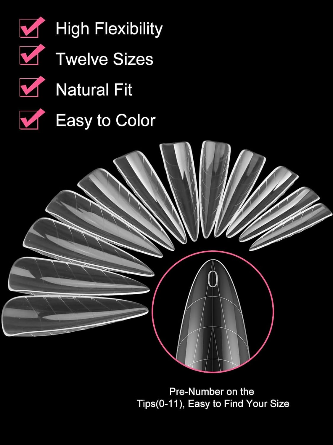 TOROKOM Nail Dual Forms for Poly Nail Gel, 120Pcs Stiletto Extension Gel Nail Molds Clear Acrylic Nail Tips, Full Cover Reusable Nail Forms for Builder Nail Gel Nail Art Design Salon&DIY-Velvo Beauty