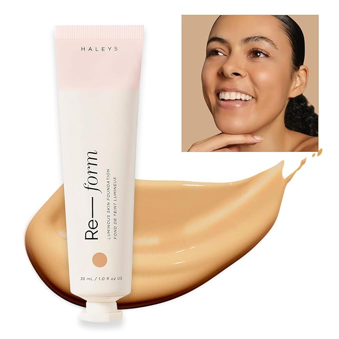 HALEYS Re-form Luminous Skin Foundation, VEGAN + CRUELTY-FREE, Blurs, Conceals, Blendable, Buildable Med-to-Full Coverage, Weightless, Oil-free, All-Day Wear, Hyaluronic Acid, All skin types (4.3)-Velvo Beauty