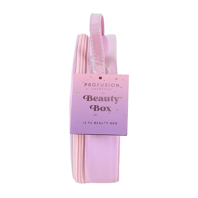 Profusion Cosmetics Frosted Snow Sparkle 19 PC Beauty Box, 1Pc Gorgeous Travel Bag, Eyeliner Pencil, Lip Gloss, Face Mist, 2Pc Lip Mask, 3 Pc Makeup Brushes and 3 Shade Face Palette, 8 Shade Palette-Velvo Beauty