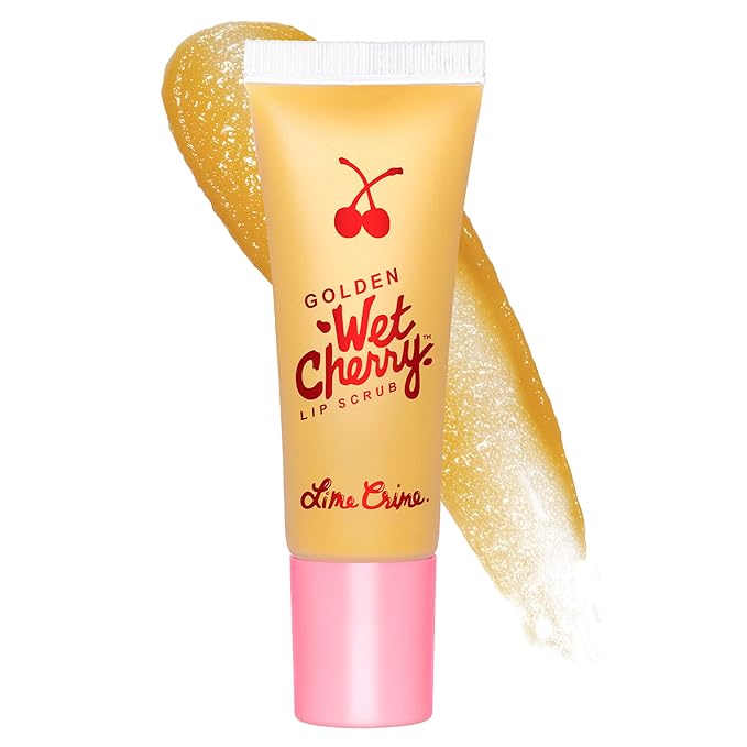 Lime Crime Golden Wet Cherry Lip Scrub - Moisturizing and Hydrating Ingredients Gently Exfoliates & Buffs Away Dead Skin - Coconut Oil & Vitamin E Helps Repair Dry, Chapped and Cracked Lips - Vegan-Velvo Beauty