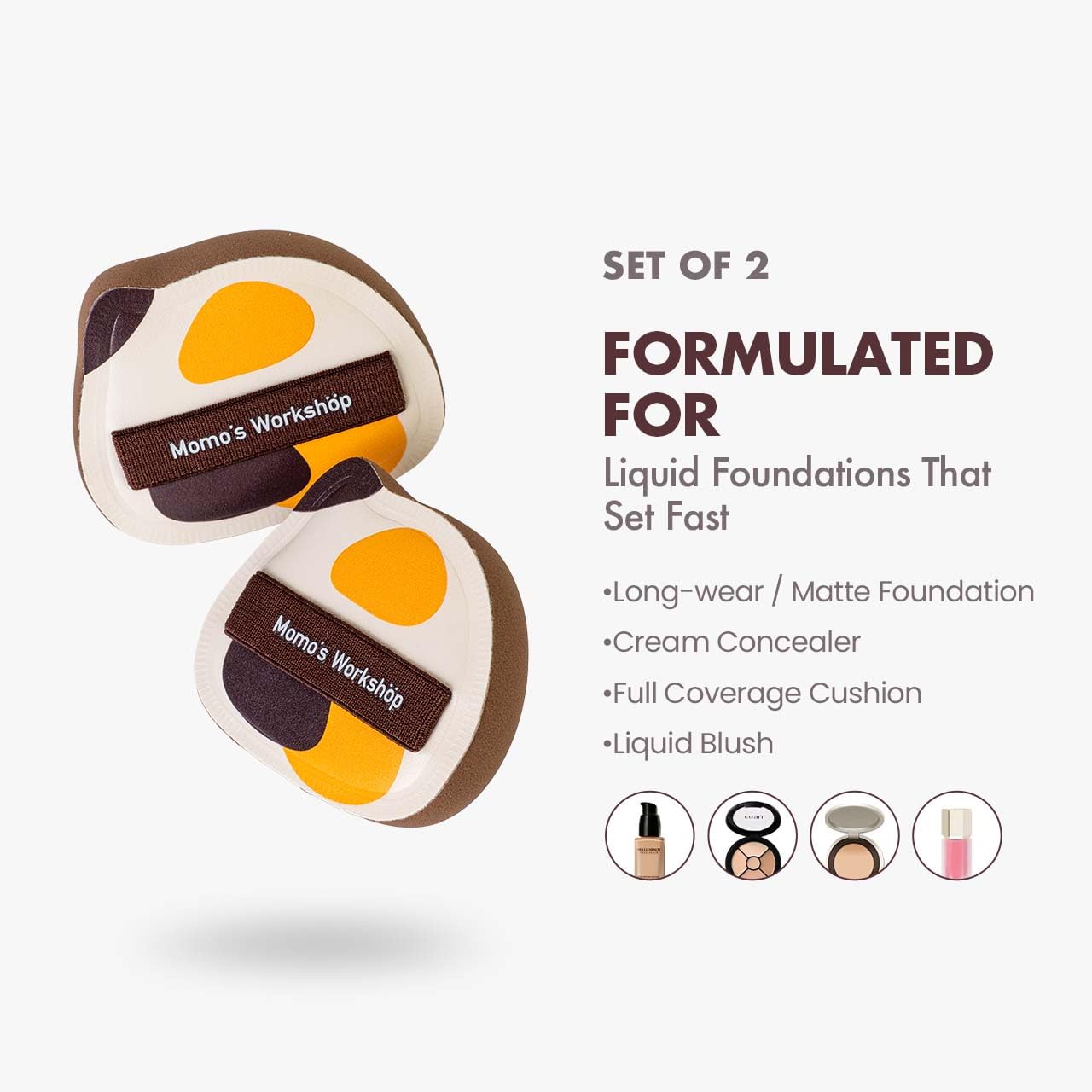 Tricolor Cat Puffs, Makeup Sponges Set, Dry&Wet Dual-Use Foundation Sponge, Expands 1.3x When Wet for Cream Foundation/Liquid Blush/Highlighter,2pcs Puffs & Storage Case-Velvo Beauty