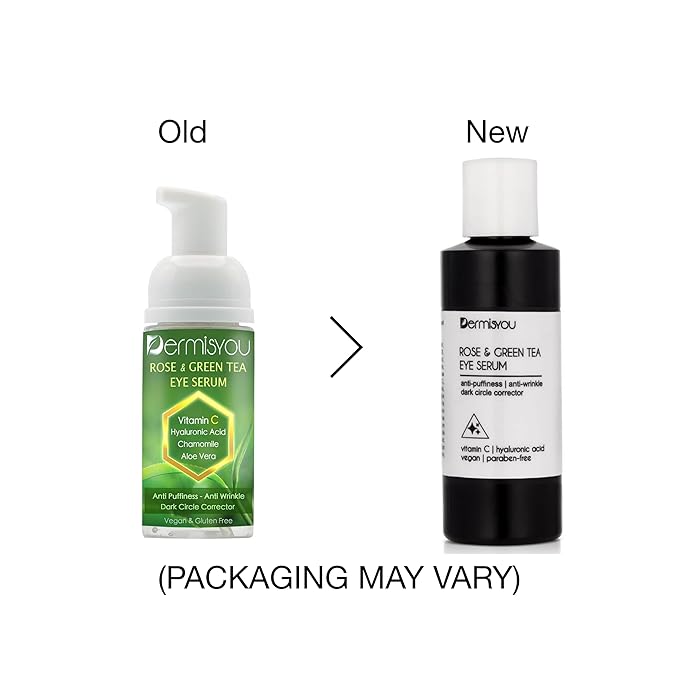 Eye Serum Anti Aging Rose and Green Tea 1.33 OZ with Hyaluronic Acid, Vitamin C and E Anti Puffiness, Anti Wrinkle, Dark Circles Skin Care Products (PACKAGING MAY VARY)-Velvo Beauty