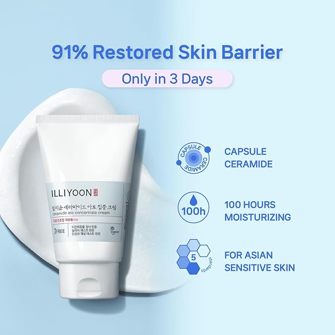 Illiyoon Ceramide Ato Concentrate Cream | Moisturizer for Dry & Sensitive Skin, 100hr Lasting Hydration, For Face & Body, Gentle for Infants, Moisture Barrier Repair, Vegan Certified, 2.53 fl.oz.-Velvo Beauty