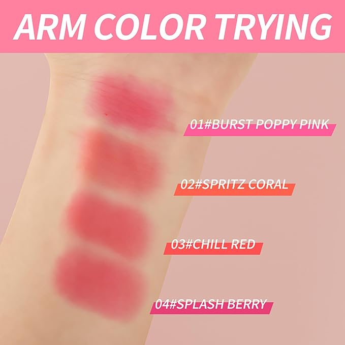 Cooling Water Jelly Tint Blush Makeup Blush Stick 3-in-1 Lip and Cheek Tint Stain Jelly Blush Multi-use Clear Glossy Gel Blush,0.18 Oz (Chill Red, 0.18 Oz)-Velvo Beauty