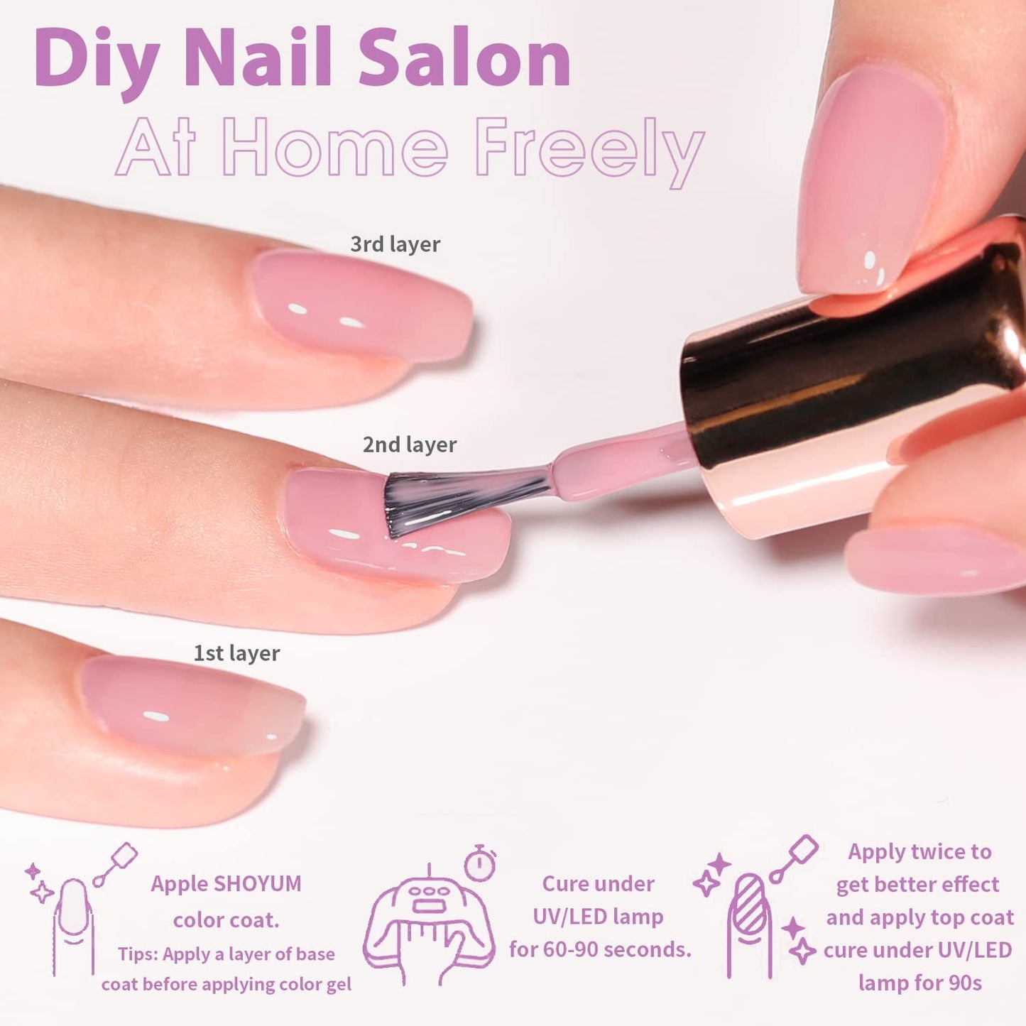 Jelly-Pastel Gel Nail Polish Set - 10 Pcs Pink Nude Gel Polish Set with Summer Yellow Blue Colors - DIY Soak Off Nail Lamp - Easter Decoration Gifts for Women - Manicure Kit-Velvo Beauty