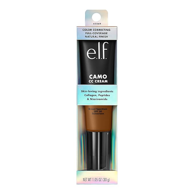 e.l.f. Camo CC Cream, SPF 30 Color-Correcting Medium-To-Full Coverage Face Foundation, Delivers An Airbrushed Finish, Vegan & Cruelty-Free, Deep 530 W-Velvo Beauty