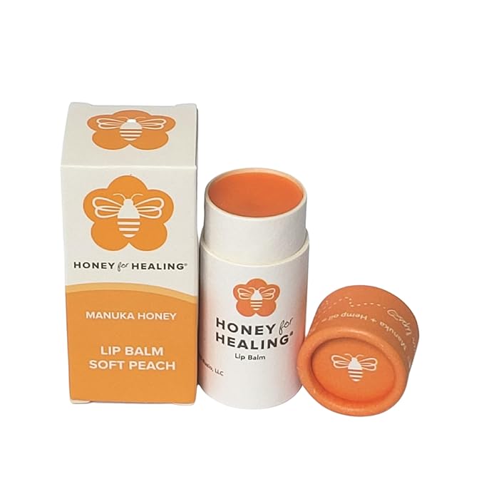 Lip Balm Moisturizer with Manuka Honey 15+ UMF, Coconut Oil, and Castor Oil For Chapped, Cracked, Dry Lips | Protects, Smoothes, and Nourishes your Lips | 0.25 oz / 7 gr. (Soft Peach)-Velvo Beauty