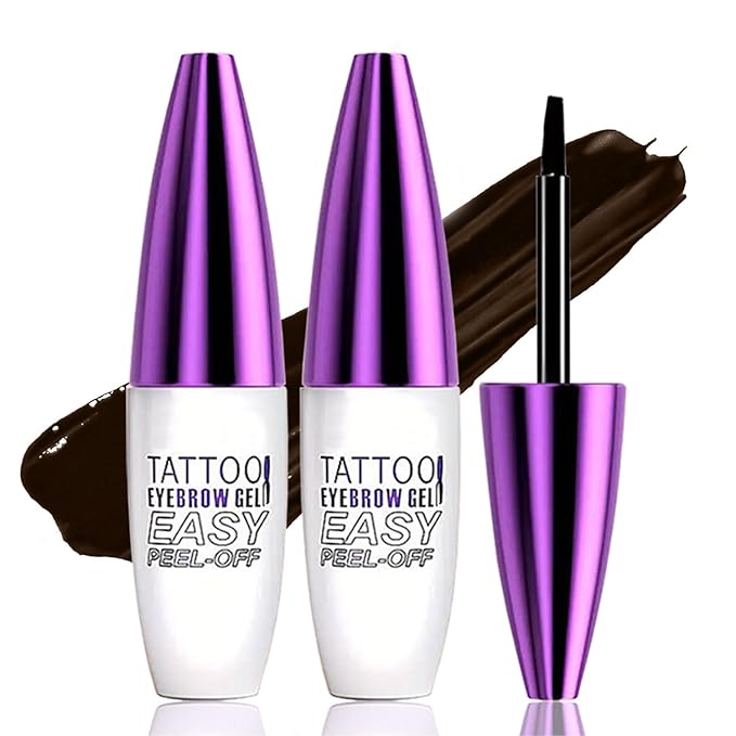 Peel Off Tattoo Brow Tint Gel - 2pcs Gray Brown Eyebrow Kit, Waterproof, Transfer-Proof & Sweatproof, Quick Peel Formula for Natural Fuller Brows, Mother’s Day Gifts for Women All Skin Types-Velvo Beauty