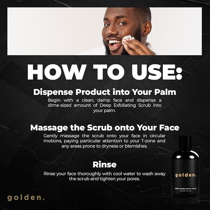 Golden Grooming Co. Exfoliating Face Scrub for Men - Deep Cleansing Facial Cleanser w/Coconut Oil & Aloe Vera - Exfoliating Face Wash for Men - Face Scrub for Oily & Dry Skin - For All Skin Types-4oz-Velvo Beauty