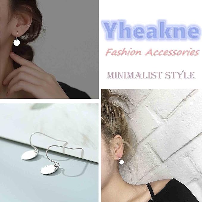 Boho Disc Coin Drop Earrings Tiny Circle Dangle Earrings Silver Smooth Coin Hook Earrings Minimalist Geometric Earrings for Women and Girls-Velvo Beauty