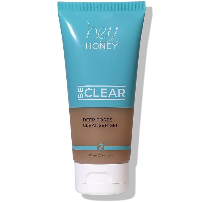 Hey Honey Skincare Be Clear - Acne Control Deep Pores Cleansing Gel | Propolis, Green Tea Oil, Camellia | Exfoliates, Unclogs Pores, Balances Oil Production | Fast Acting & Long Lasting | 2.7 Oz-Velvo Beauty
