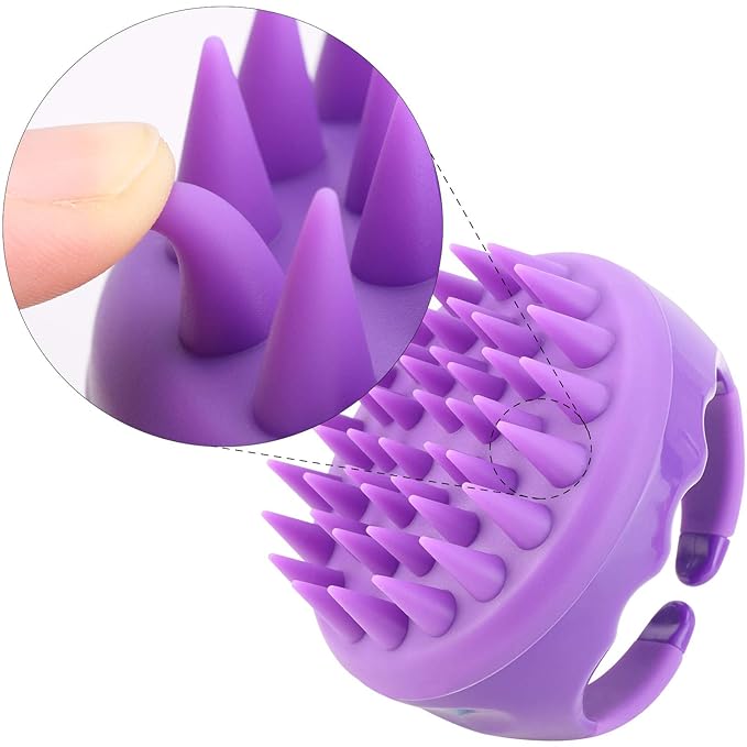 BTYMS Silicone Scalp Scrubber Hair Shampoo Brush, Head Scrubber Hair Wash Brush Cleansing Dandruff Brush - Purple-Velvo Beauty
