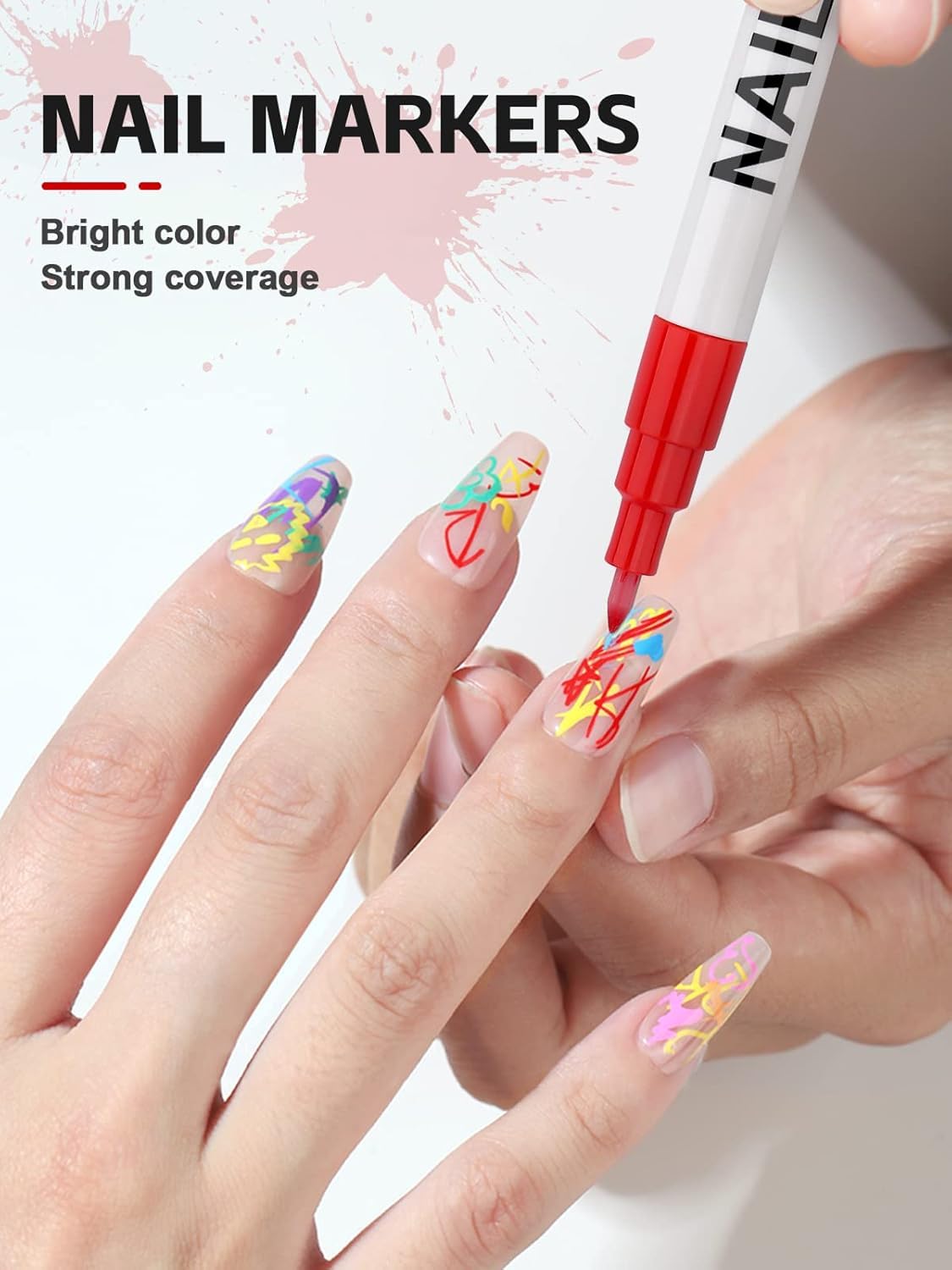 Kalolary 12 Color 0.7MM Nail Art Pens Set, 3D Nail Polish Pens Nail Point Graffiti Dotting Pen Drawing Painting Liner Brush for DIY Nail Art Beauty Adorn Manicure Tools-Velvo Beauty