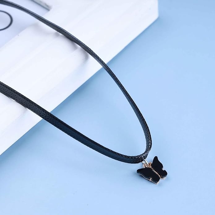Vintage Black Choker Necklace Chain Goth Leather Choker Butterfly Pendant Necklace Velvet Choker Punk Necklace Rock Statement Butterfly Necklace Charm Jewelry Gift for Women and Girls-Velvo Beauty