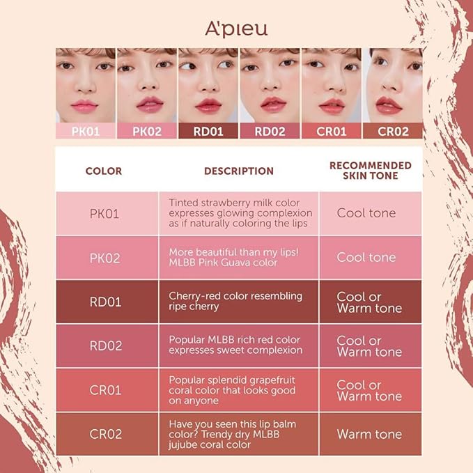 A'PIEU JUICY-PANG COLOR LIP BALM (CR02-JUJUBE) - long-lasting, lightweight, Color&Care, daily lip balm-Velvo Beauty