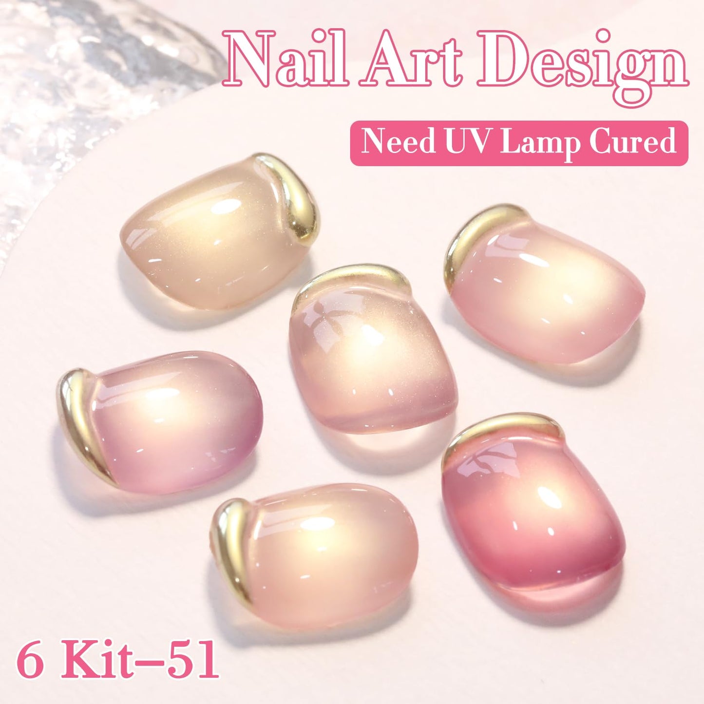 Double Rhythm 6 Colors Cat Eye Gel Polish Set Shimmer Glitter with Magnet Holographic Reflective Magnetic UV Nail Art Kit (6-Kit-51)-Velvo Beauty