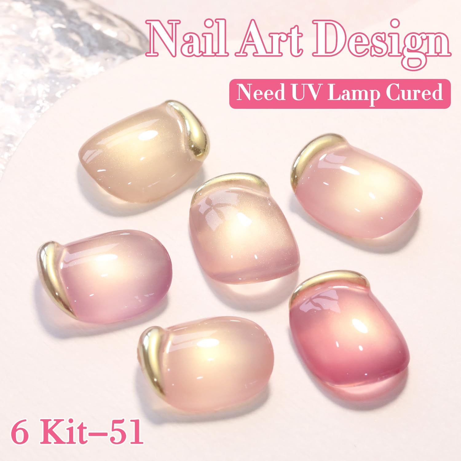 Double Rhythm 6 Colors Cat Eye Gel Polish Set Shimmer Glitter with Magnet Holographic Reflective Magnetic UV Nail Art Kit (6-Kit-51)-Velvo Beauty