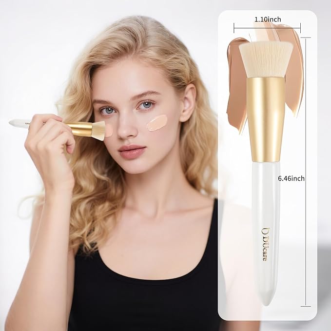DUcare Flat Top Foundation Brush, Premium Contour Kabuki Brush, Professional Makeup Brush, Densely Packed Bristles, Multi-Purpose Face Buffing Blending Makeup Brushes for Liquid/Cream/Powder-Velvo Beauty
