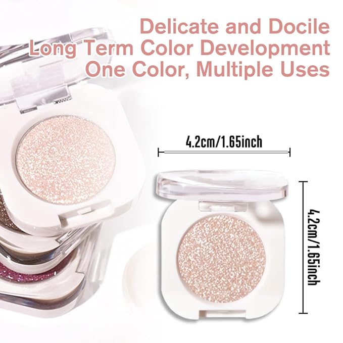 Pear White Single Glitter Eyeshadow Makeup, Neutral Powde Eye Shadow for Women, White Shimmer Singles Eyeshadow Palette Pigmented Waterproof, sombras para ojos, Girls Monochrome Eyeshadows Gift-Velvo Beauty