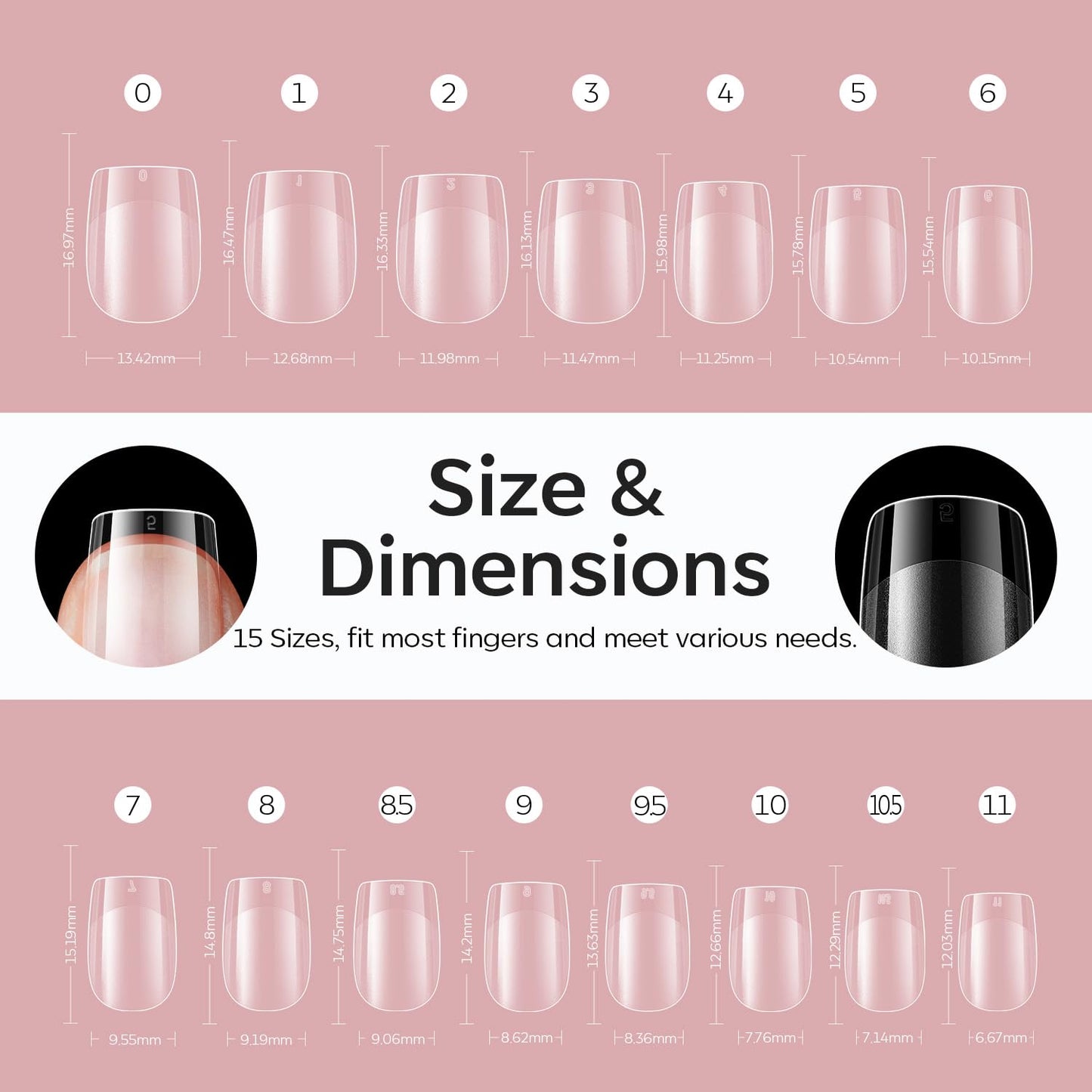 Modelones Extra Short Square Fake Nail Tips - 510Pcs Gel Tips Pre-shaped Half Matte Full Cover Clear Acrylic Gel Kit False Press on Nails for Extension DIY Salon 15Sizes-Velvo Beauty