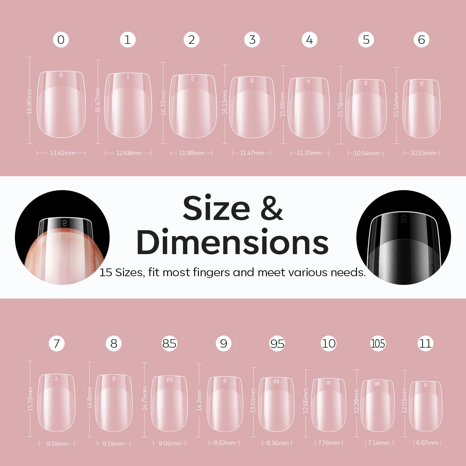 Modelones Extra Short Square Fake Nail Tips - 510Pcs Gel Tips Pre-shaped Half Matte Full Cover Clear Acrylic Gel Kit False Press on Nails for Extension DIY Salon 15Sizes-Velvo Beauty