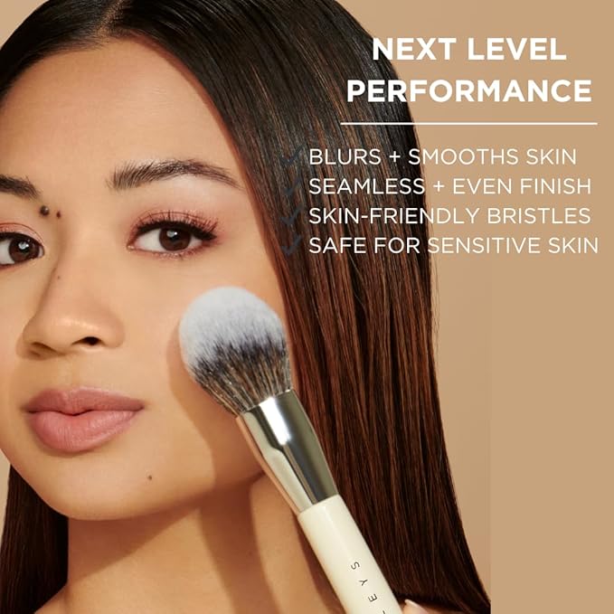 HALEYS Powder Brush VEGAN+CRUELTY-FREE, Soft, Streak-free, Perfect Blending, Buff, Blurs, Smooths, Control, Precision, Complexion tools, For powder, setting powder, blush, Sustainable Wood Handle-Velvo Beauty