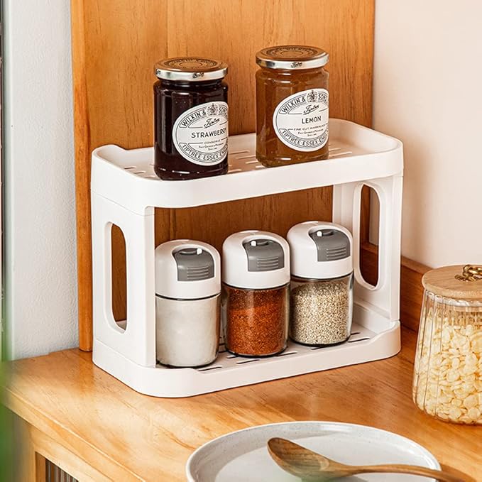 2-Tier Desk Organizers & Dispensers，Mail Holder for Office Desk Organization，Kitchen Spice Rack or Bathroom Countertop Organizer, Gift for Teachers, Classmates, and Friends,White-Velvo Beauty