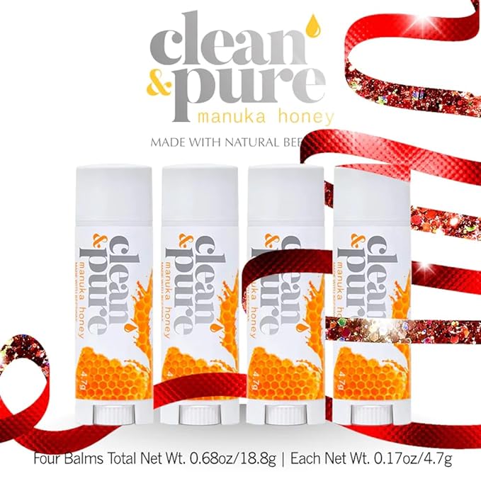 Beekeeper’s Favorite Lip Balms, 4 Pack | Manuka Honey Beauty Products | Lip Care Set With 100% All Natural Beeswax and Vitamin E Oil | Flavored Lip Balm for Dry, Chapped Lips-Velvo Beauty