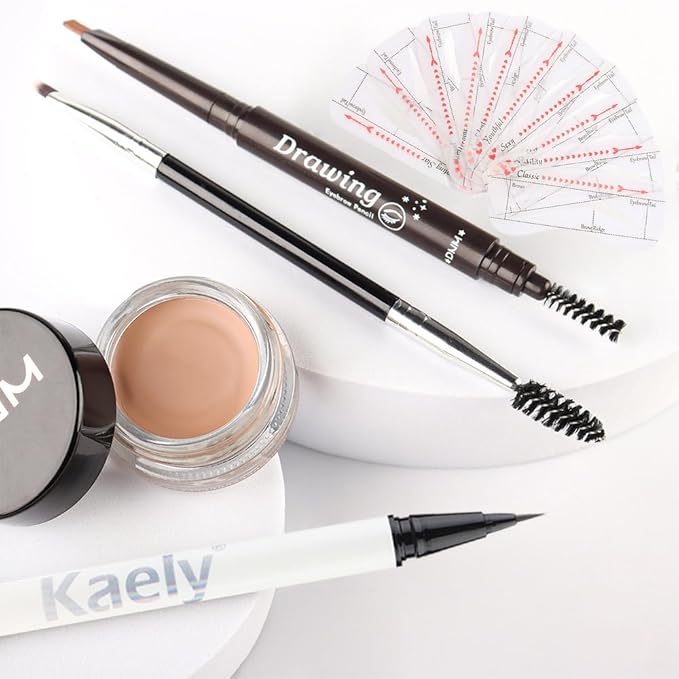 evpct Eyebrow Stencils Kit for Women Shaping, Eyebrow Shaper Makeup Kit, Eye Brow Stencil Shaper Tinting kits for Women, with Eyeliner, Eyebrows Pencil, Pomade, Brush and 10 Stencils, Kit-02# BLONDE-Velvo Beauty