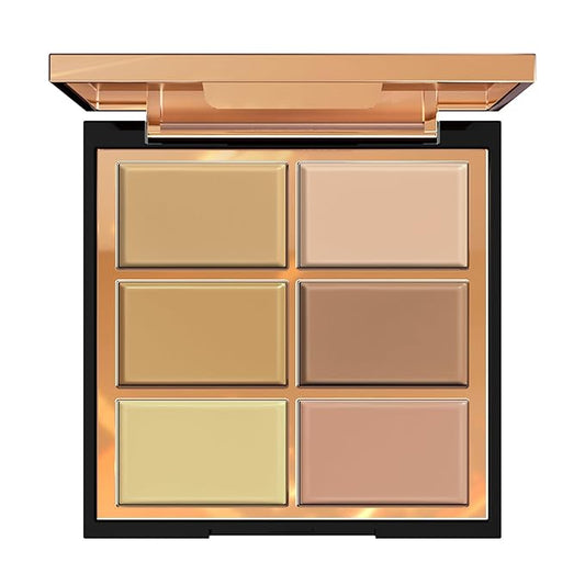 FV 6 Colors Cream Concealer Palette, Full Coverage & Long Lasting Colors Corrector Palette for Dark Circles, Redness, Acne with Natural Finish Cream Foundation Palette, 01 Light Shade-Velvo Beauty
