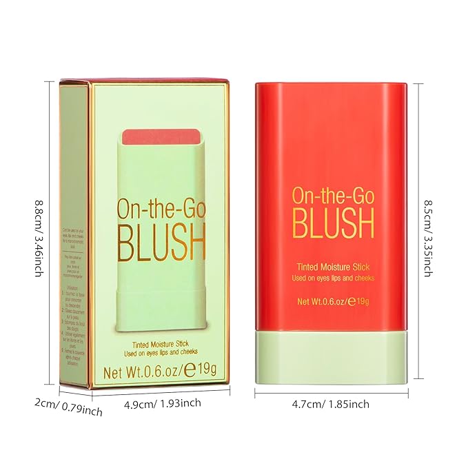 Blush Stick for Cheeks - Cream Makeup Blush Wand, Solid Moisturizer Stick for Cheeks Tint, Natural Blendable Waterproof Korean Matte Long-Lasting Smooth Blushes (#03 Coral Orange)-Velvo Beauty