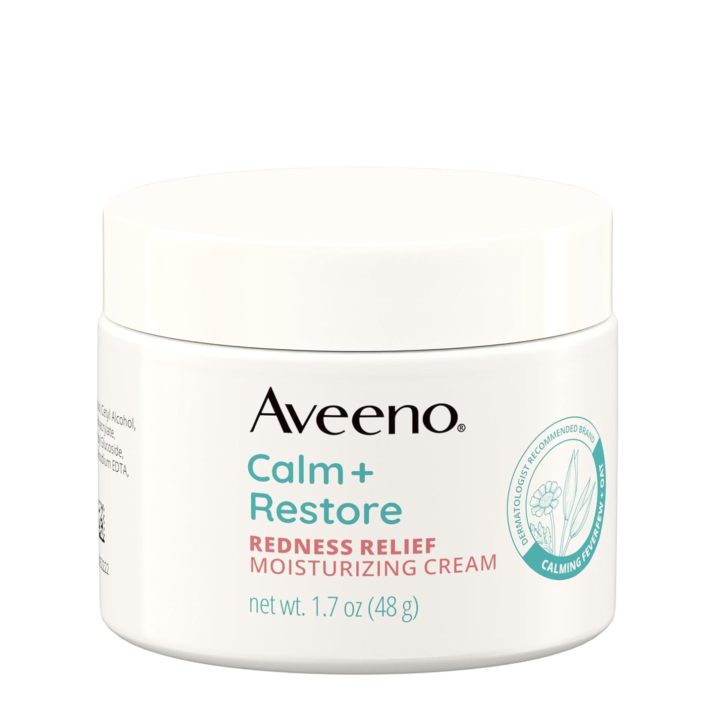 Aveeno Calm + Restore Facial Moisturizer Face Cream for Redness Relief, Non-Comedogenic, Ceramide & Vitamin B5, Hydrating for Dry, Sensitive Skin, Hypoallergenic, Fragrance-Free, 1.7 oz-Velvo Beauty