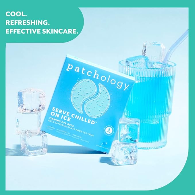 Patchology Iced Cooling Under Eye Mask Patches with Peptides, Cloudberry Oil and Bakuchiol. Cool eye gels to firm skin and soothe, reduce fine lines and under eye bags 5 Pair-Velvo Beauty
