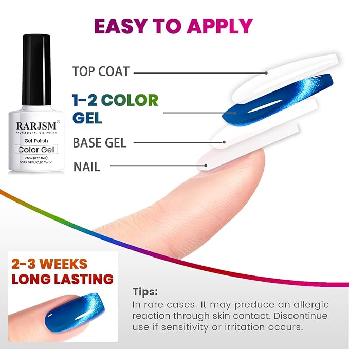 RARJSM 9D Neon Cat Eye Gel Nail Polish Set 6 Colors Velvet Silver Glitter Bright Orange Blue Red Green Rose Purple Ice Gel Polish with Magnet Stick UV LED Curing Requires Soak Off Home Salon Diy-Velvo Beauty