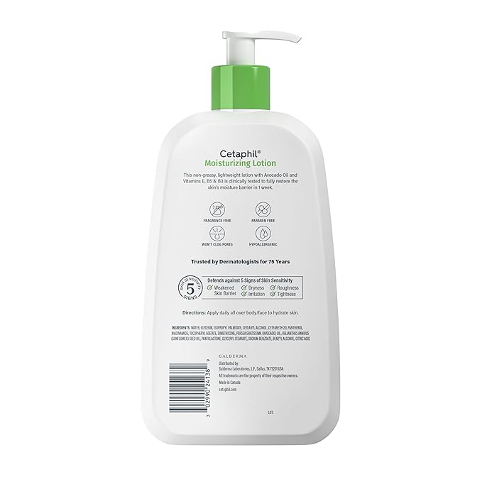 Cetaphil Face & Body Moisturizer, Hydrating Moisturizing Lotion for All Skin Types, Suitable for Sensitive Skin, NEW 20 oz, Fragrance Free, Hypoallergenic, Non-Comedogenic-Velvo Beauty